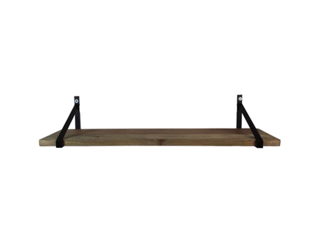 Prateleira de parede em madeira e metal preto 100 X 25 X 20 Hsm Coleção