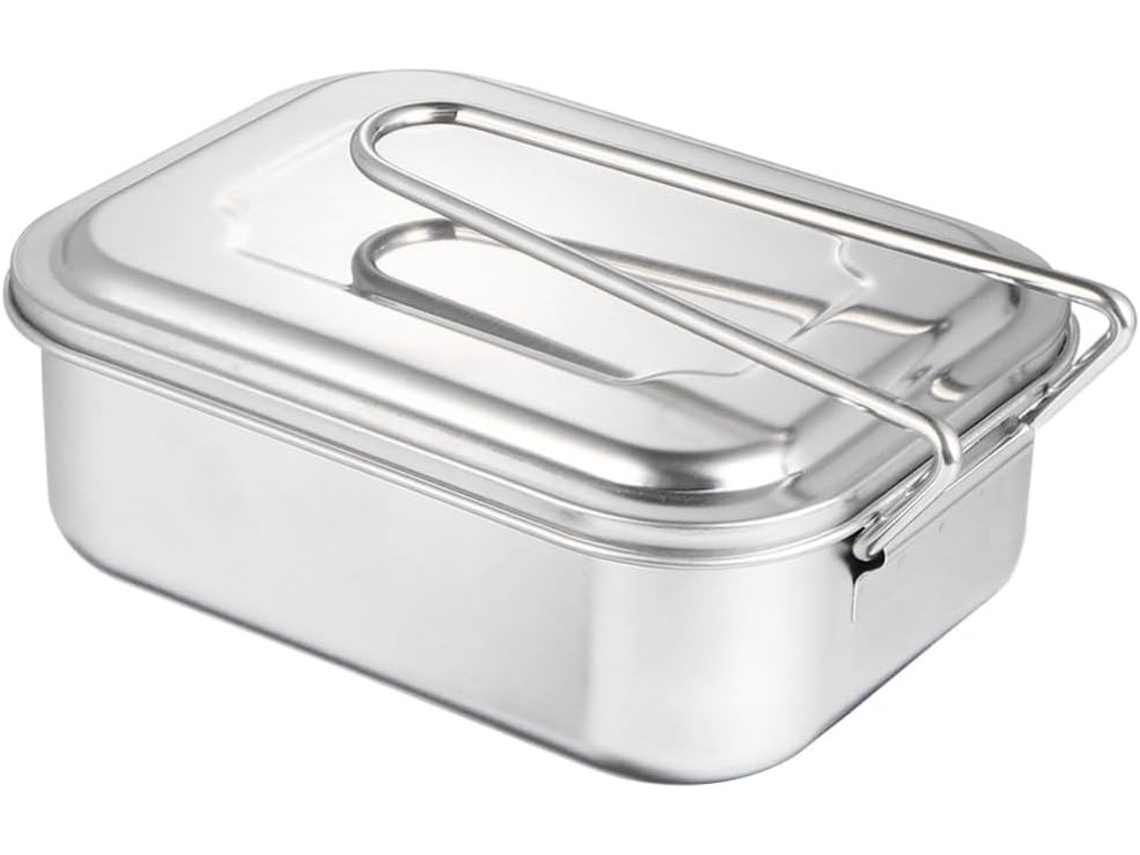 Marmita Bento Amosfun Em Aço Inoxidável Resistente À Corrosão E Ao Calor, Com Tampa E 2 Compartimentos, Ideal Para