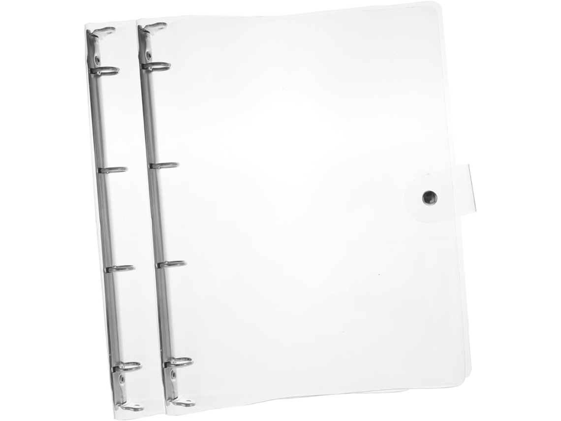 Pacote com 2 Pasta Transparente A4 para Folhas Soltas 4 Argolas Rígidas de Plástico, Unidades, Capa Resistente