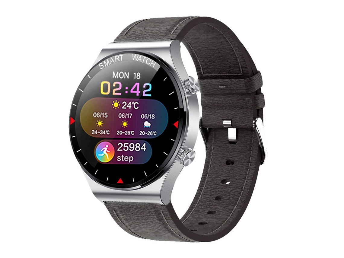 Smart Watch SHAH ARPAN C100Pro Bluetooth Call Health Monitor Couro Prateado