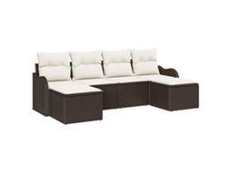 Maison Exclusive - Conjunto De Sofá De Jardim 6 Unid. Marrom E Branco Vime Pe