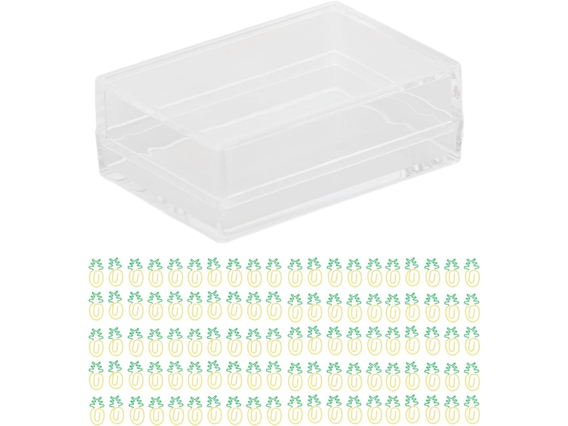 100 Clipes de Papel Metálicos Verdes e Amarelos no Formato Abacaxi, Galvanizados, Antiderrapantes e com Formato de Fruta