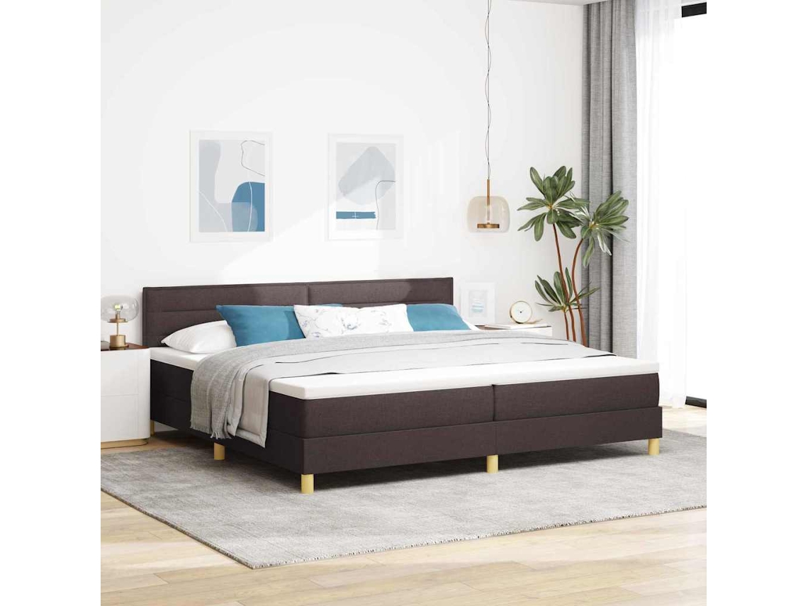 Vidaxl Cama Box Spring Led Marrom Escuro 200 X 200 Cm Tecido