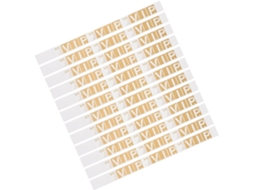 Pulseiras de papel sintético dourado para eventos, 300 pulseiras, design suave e impressão nítida, pulseiras à prova de