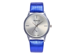 Relógio de Pulso Analógico de Quartzo com Dial Redondo Fashion para Mulheres e Homens (azul)
