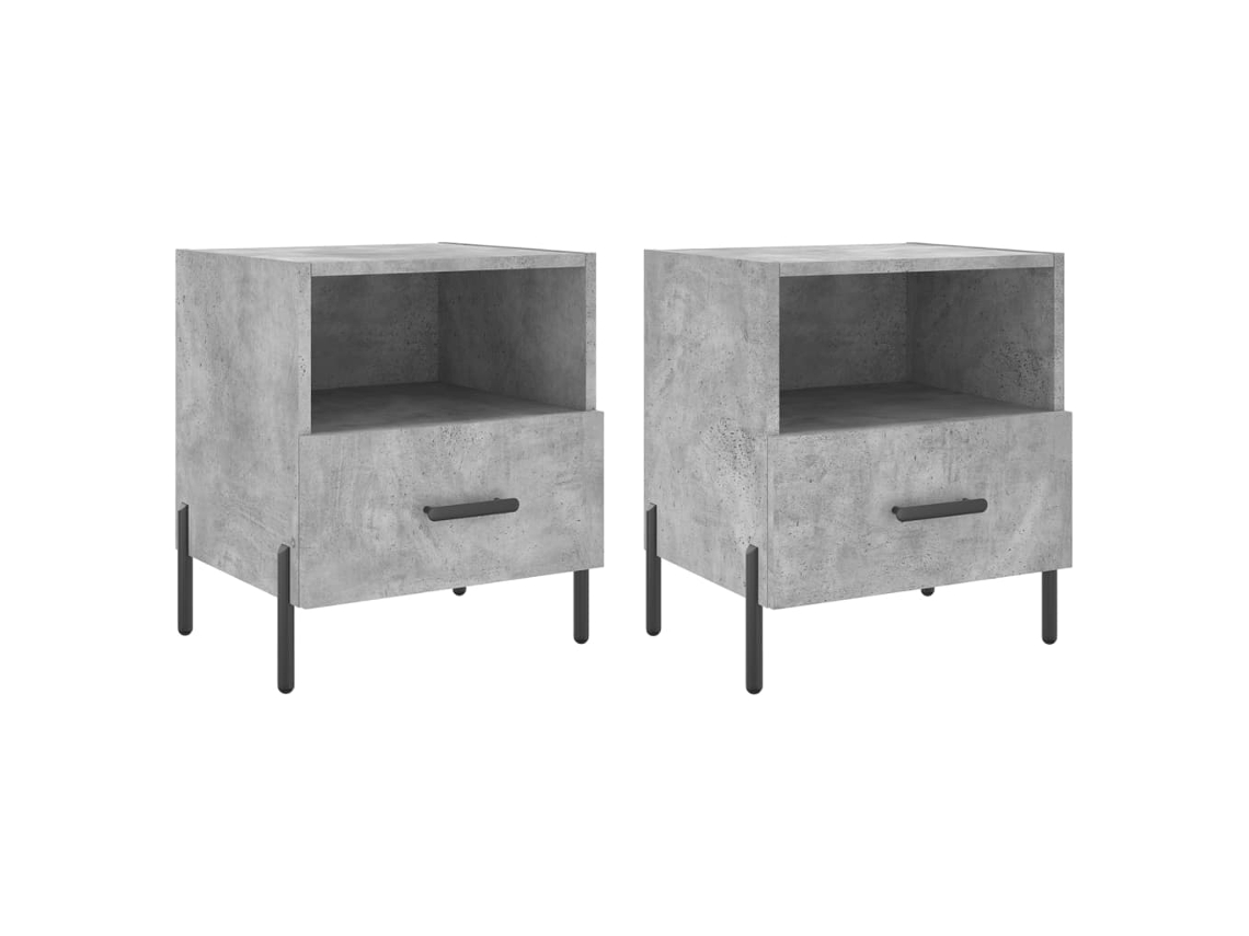 Bedside Cabinet, Bedside Cabinets Vidaxl Cinzeto Madeira Processada (n/a)
