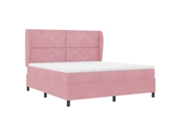 Cama Box Com Colchão Rosa Vidaxl Em Veludo (180x200 Cm)