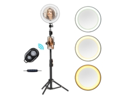 Ring Light Com Lâmpada Led Para Selfie, Espelho + Tripé Com Controle Remoto
