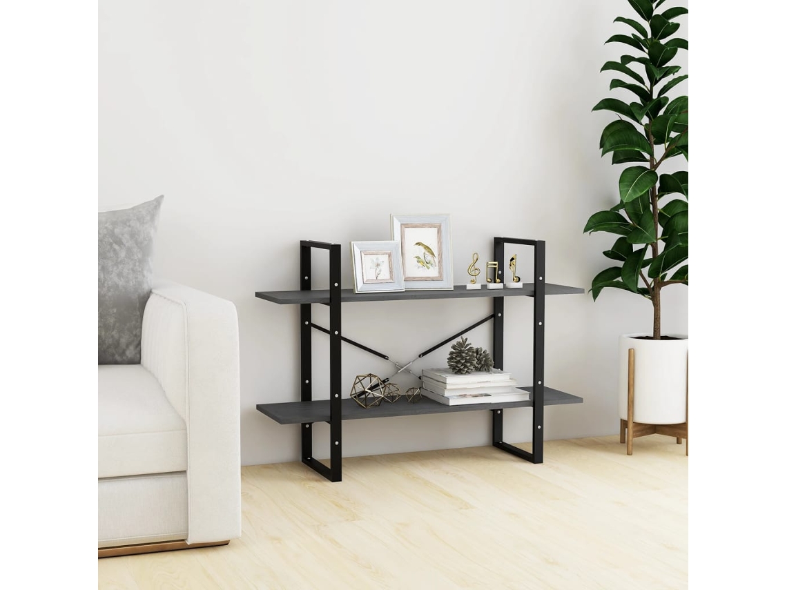 Vidaxl Estante Com 2 Prateleiras 100x30x70 Cm Pinho Maciço Cinzento