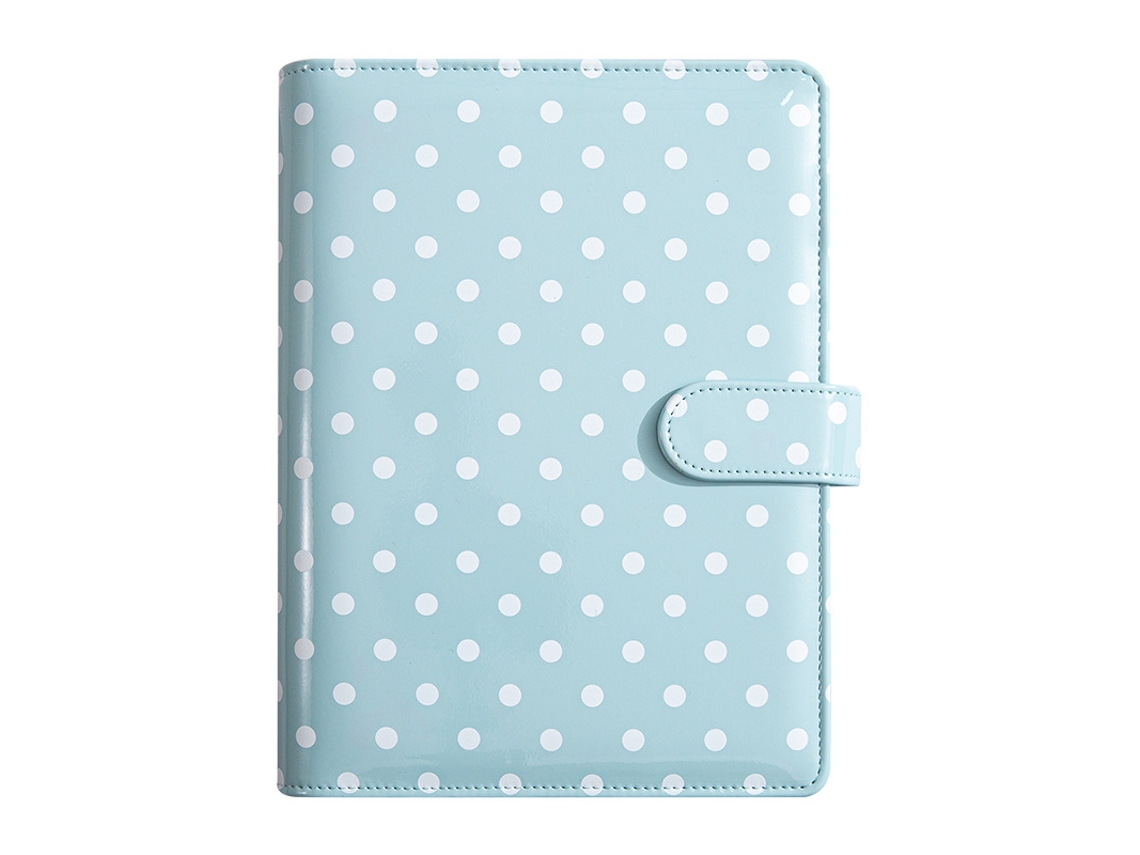 A5 Loose Leaf Spotted Blue Accounting Notebook With Multiple Card Slots For Financial Planning And Work Record