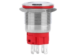 Interruptor De Botão Push Dc9~30v 19mm 1no 1nc Auto-bloqueio Com Luz Anel Branco Cabeça Plana Aço Inox