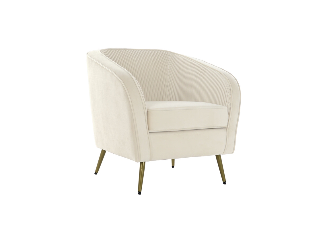 Poltrona de Metal Creme com Detalhes em Poliéster, 70x68x73cm ALEXANDRA HOUSE LIVING