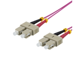 Cabo De Fibra Óptica Om4, Sc Sc Duplex, 50/125, 1 M, Rosa Aquaforge