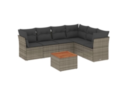 Conjunto de 7 Sofás para Jardim com Almofadões Vime Pe Cinzento MAISON EXCLUSIVE (7 pcs)