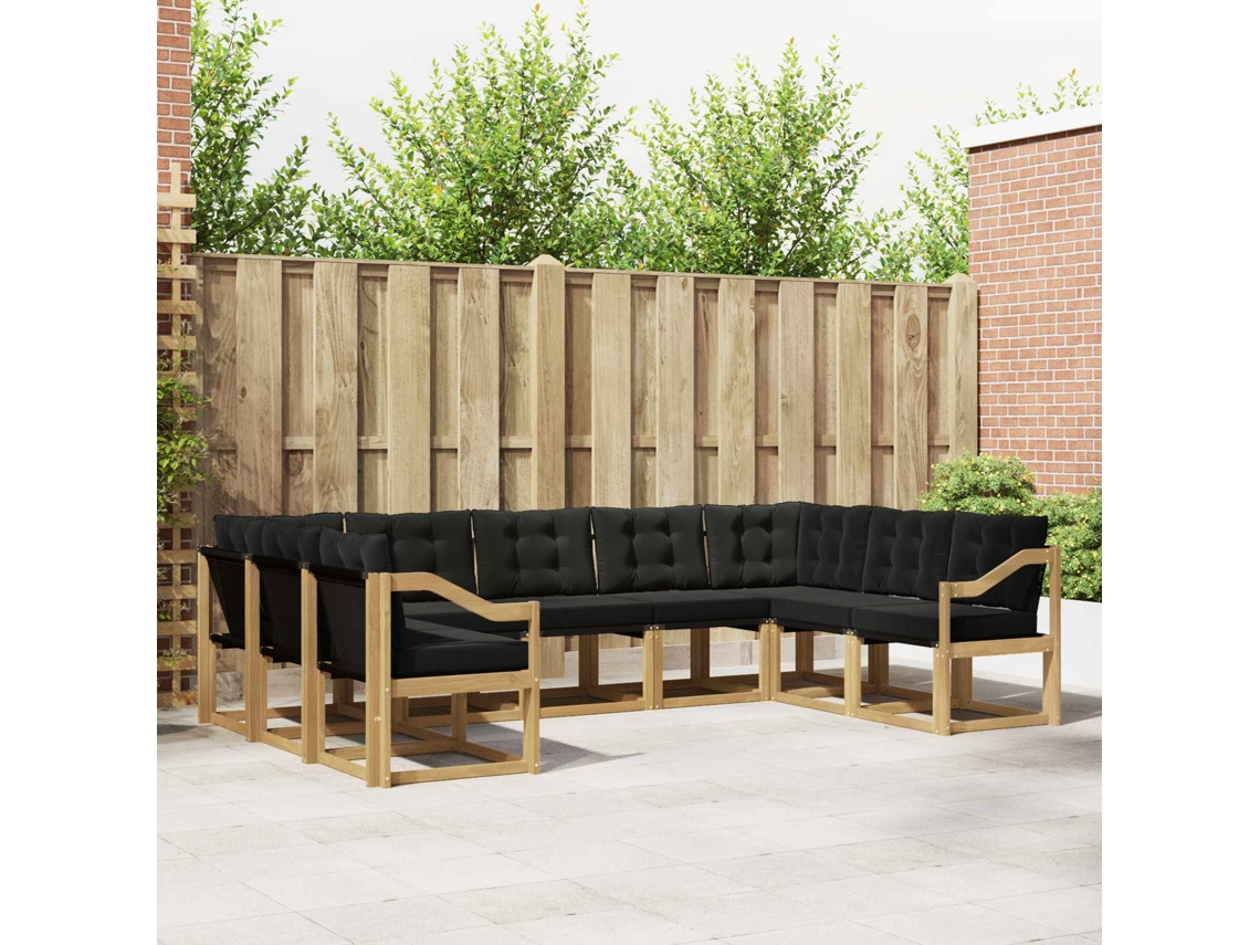 Vidaxl Conjunto De Sofás Para Exterior 9 Unid. Branco E Preto
