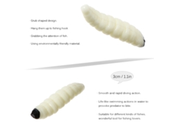 Isca de Pesca Maggot Grub 3cm 1g 20pcs