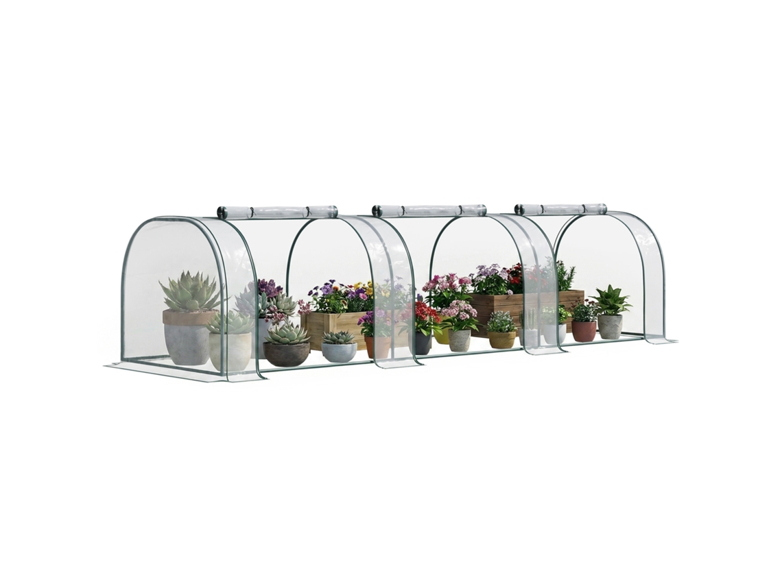 Estufa para Jardim Estufa Pequena para Cultivo de Plantas com 3 Janelas 350x100x80 Cm Transparente e Verde Ge
