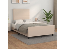 Vidaxl Estrutura Cama Cabeceira 120x200 Cm Couro Artificial Cappuccino