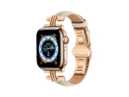 Bracelete para Apple Watch 38/40/41 Mm em Pele com Fecho Dobrável Bege