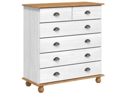 Conjunto 1 Baú De Gavetas Vidaxl Branco Madeira De Pinho Maciça (91 X 40 X 95,5 Cm)