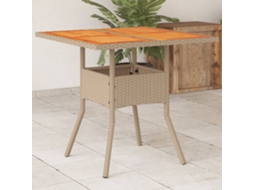 Vidaxl Mesa De Jardim 80x80x75 Cm Vime Pe E Madeira De Acácia Bege