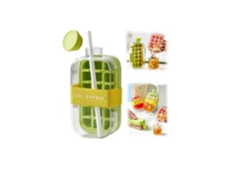 Garrafa com Forma de Gelo 2 em 1, Forma de Gelo de Silicone Sem Toque, 500ml, Verde TAISHENGDA