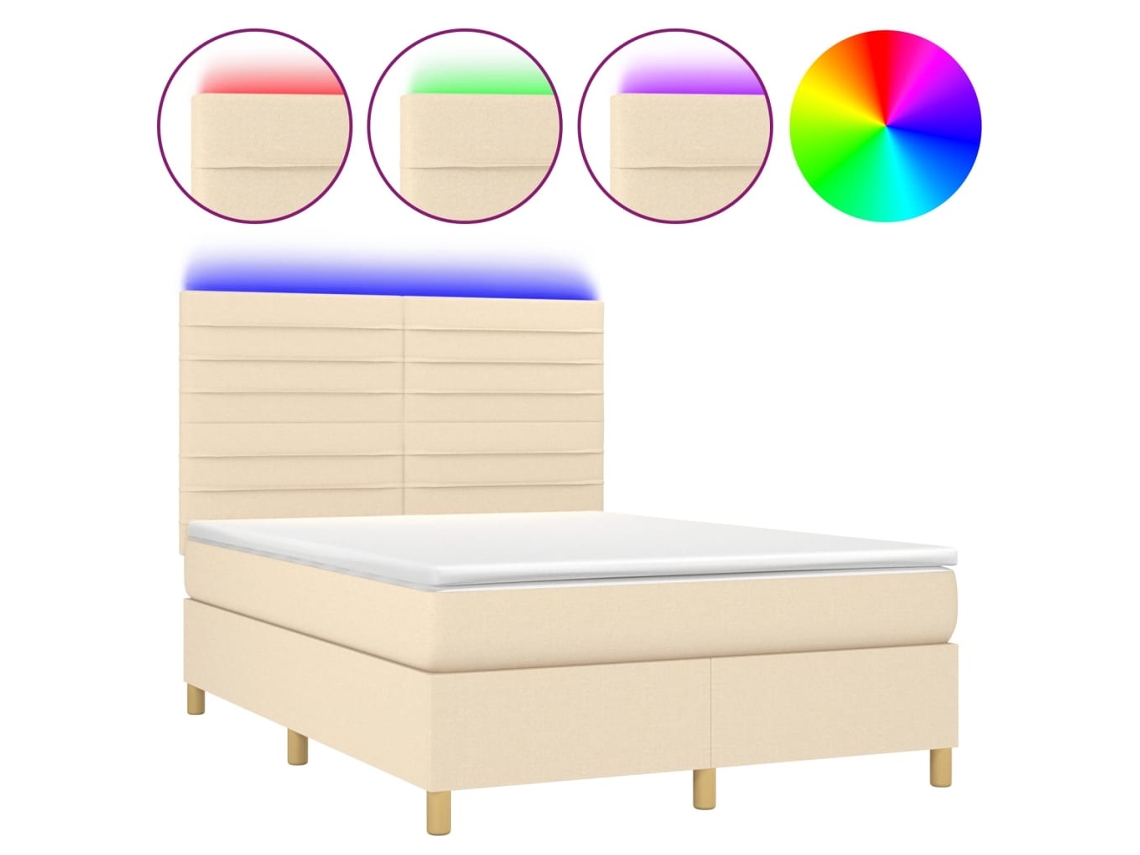 Box Spring Bed, Box Spring Beds Vidaxl Creme Tecido (140 X 200 Cm)