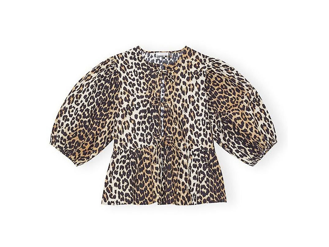 2026 camisetas para Mulher com Estampa de Leopardo, Manga Curta, Decote em V e Cordão, Casual e Moderno