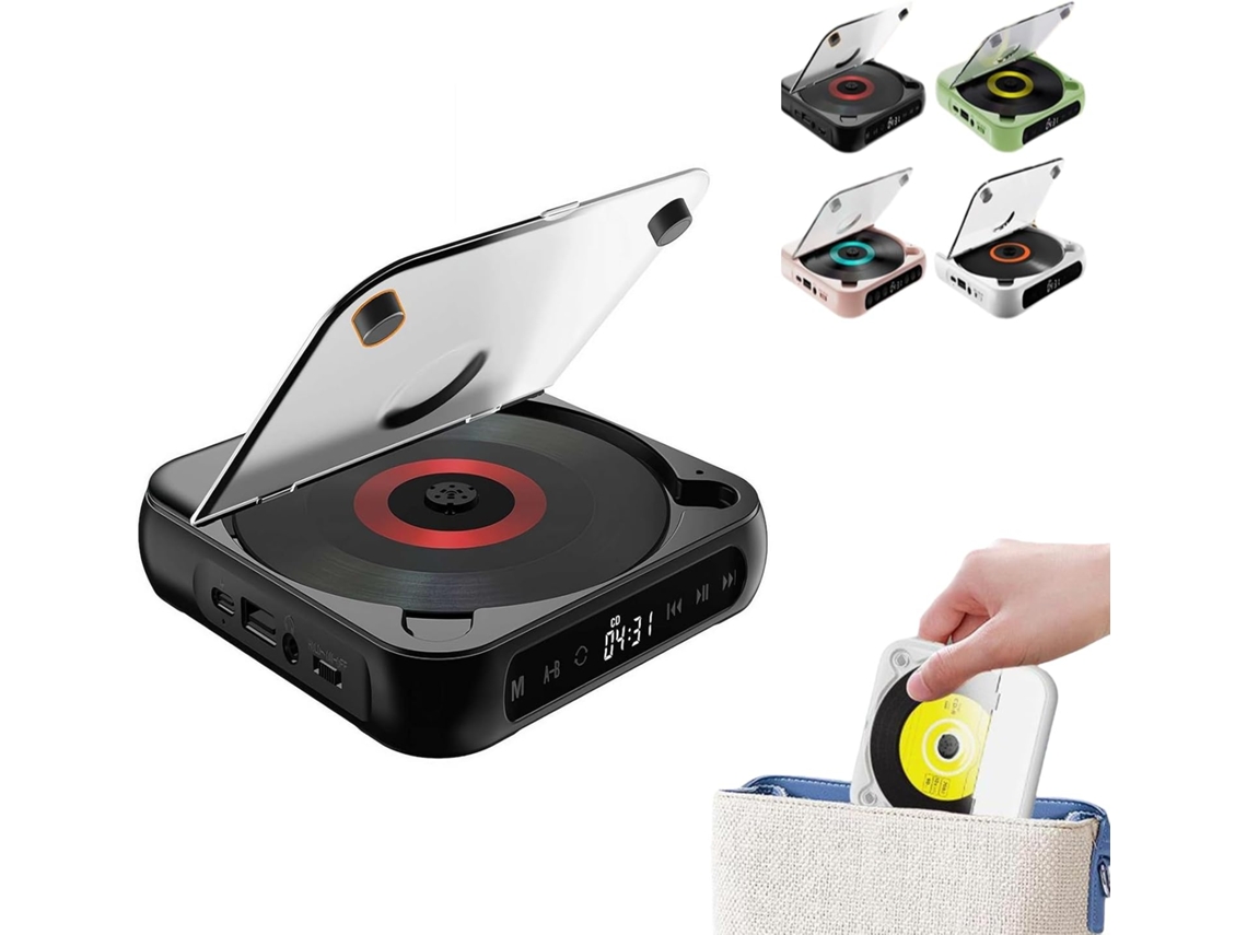 Leitor Cd Portátil Com Bluetooth, Bateria Recarregável, Som Hi-fi, De 2000mah, 5.3, Carregamento Tipo-c
