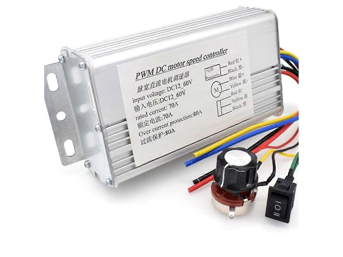 Controlador de velocidade PWM para motor com escovas e reguladores de corrente e tensão (prata)