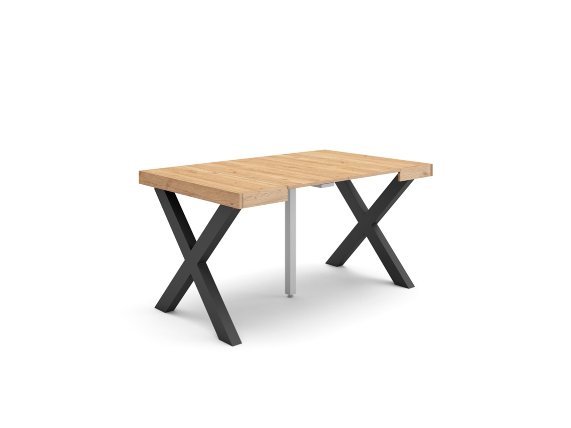 Mesa Consola Extensível, 140x90x73cm, Para 6 Pessoas, Pés De Madeira, Carvalho