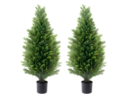 Conjunto De 2 Árvores De Cedro Artificiais De 91,4 Cm Para Decoração Interior Tekmaquinas