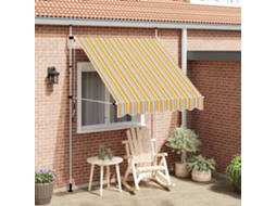 Vidaxl Toldo Retrátil Manual 200 Cm Riscas Amarelas E Azuis
