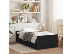 Estrutura Cama De Solteiro Pequena C/ Gavetas 75x190 Cm Preto