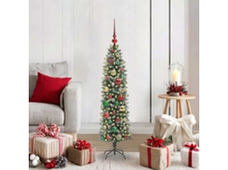 Vidaxl Árvore Slim De Natal Artificial Verde E Branco 120 Cm