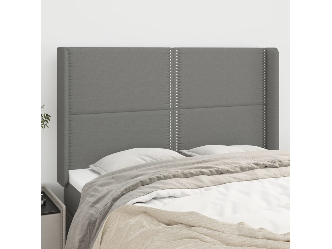 Cabecero con Alas de Tela 147x16x118/128 Cm Gris Oscuro