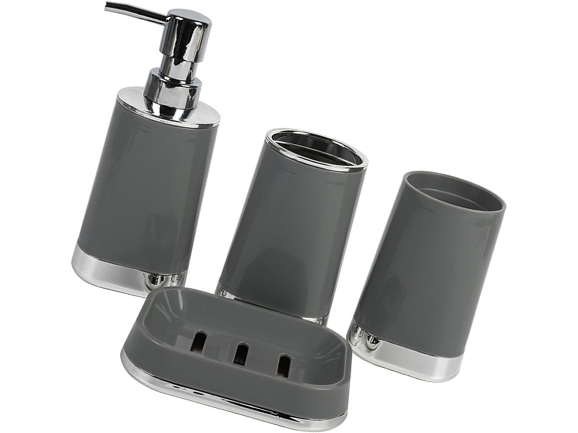 Conjunto Organizador De Banheiro Com Cesto Armazenamento, Porta Escova De Dentes E Dispensador Sabonete, Fácil De
