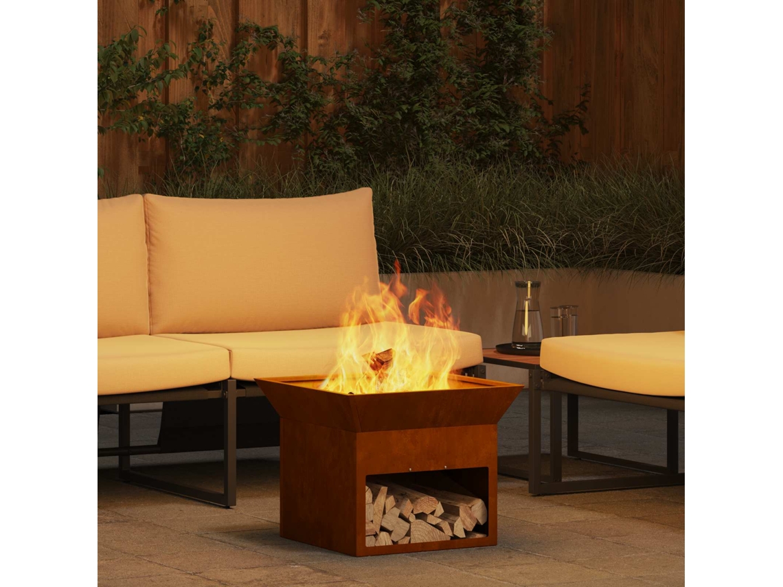 Vidaxl Fire Pit Ferro Enferrujado 50 X 50 X 40 Cm Aço Corten