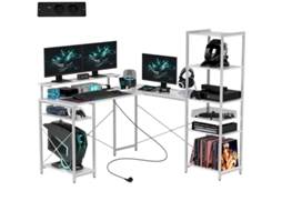 Mesa Gamer L com Prateleira,suporte para Monitor e Carga Usb Ideal para Escritório Ou Quarto,dimensões 137x140x139,5 Cm PAPRIKA