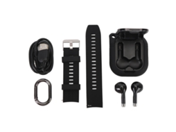 Relógio Inteligente 2 Em 1 Com Fones De Ouvido Bluetooth Monitor De Atividade Fitness Tela Tft 2.01 Polegadas Preto