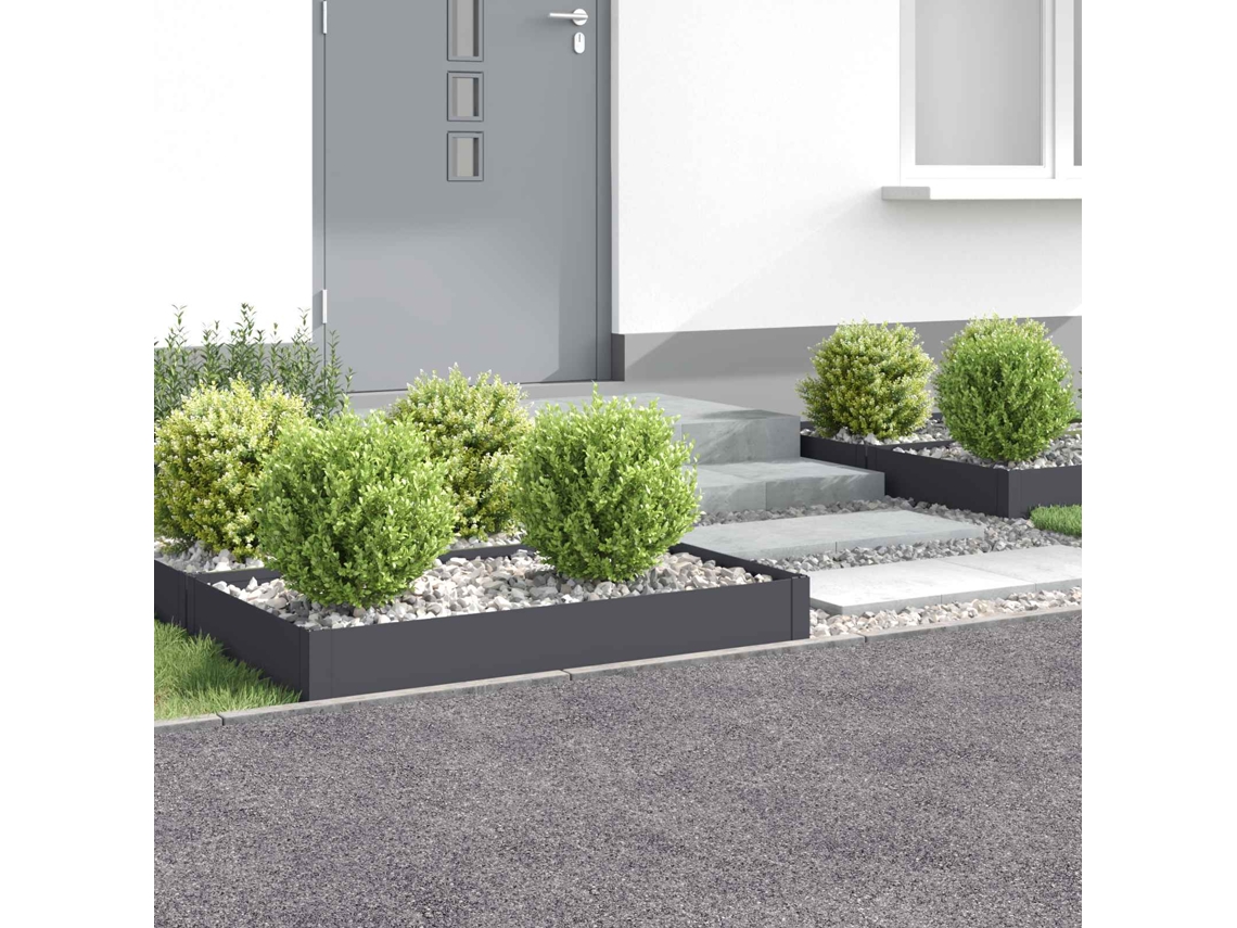 Vidaxl Acabamento Para Gramado 4 Unid. 100 X 60 X 20 Cm Aço Antracite