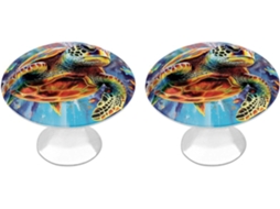 Conjunto De 2 Puxadores Aço Inoxidável Para Armários Cozinha, Personalizados Com Tartarugas Marinhas Coloridas, Para