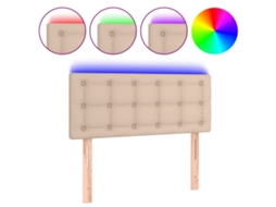 Cabeceira com luzes led VIDAXL Marrom Couro Artificial (90x5x88 cm)
