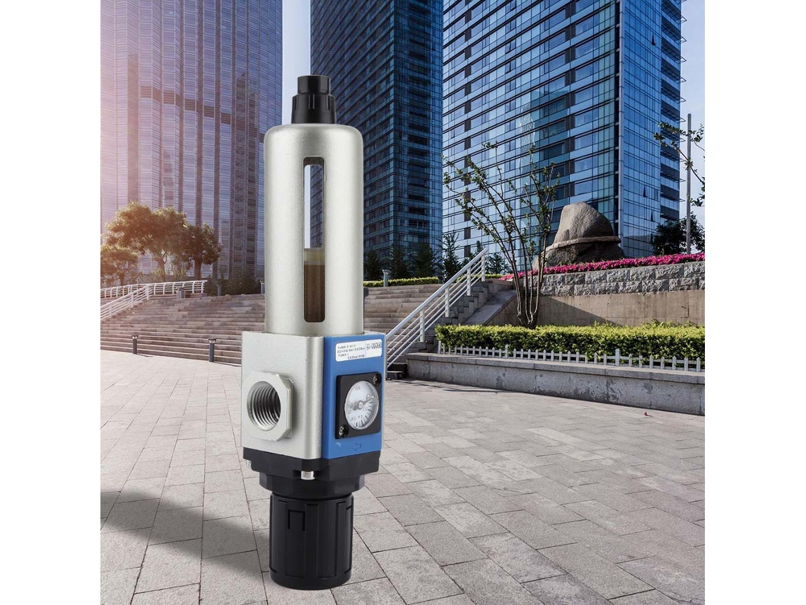 Filtro Regulador De Ar Em Alumínio Fundido Laxiscreed G1/2 Vertical Para Filtragem E Regulação De Pressão