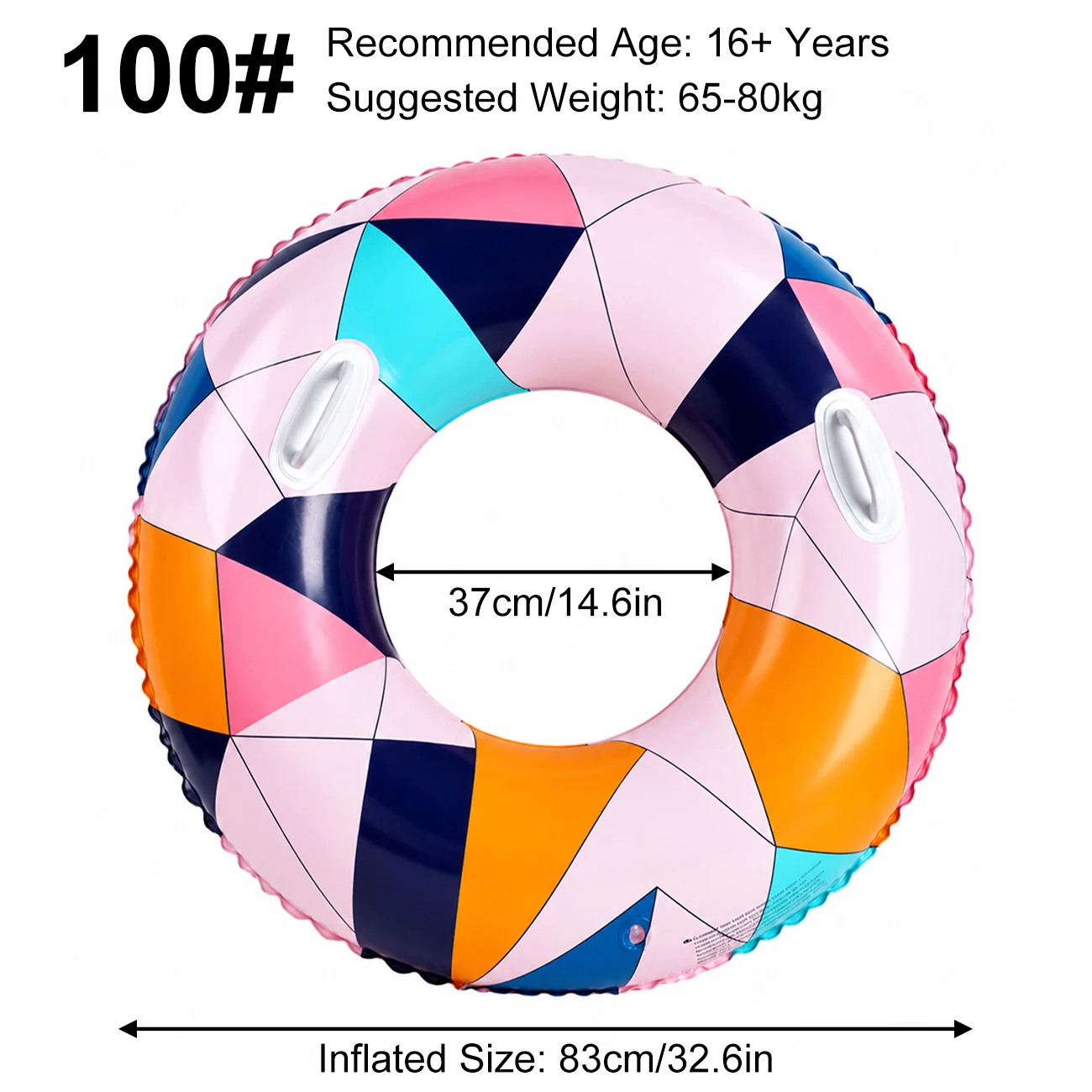Boia circular para piscina com alças, perfeita para festas na piscina e nas praias no verão.