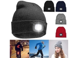 Gorro de Lã com Luz LED Recarregável, USB, Unissex, Caça, Camping, Inverno S/MARCA