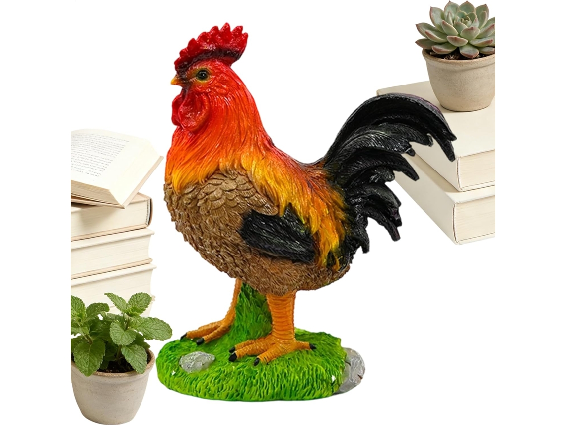 Decoração Genérica de Jardim com Galo Escultura Decorativa Pintada À Mão Arte Animal em Forma de Galinha para Uso CHABERLU