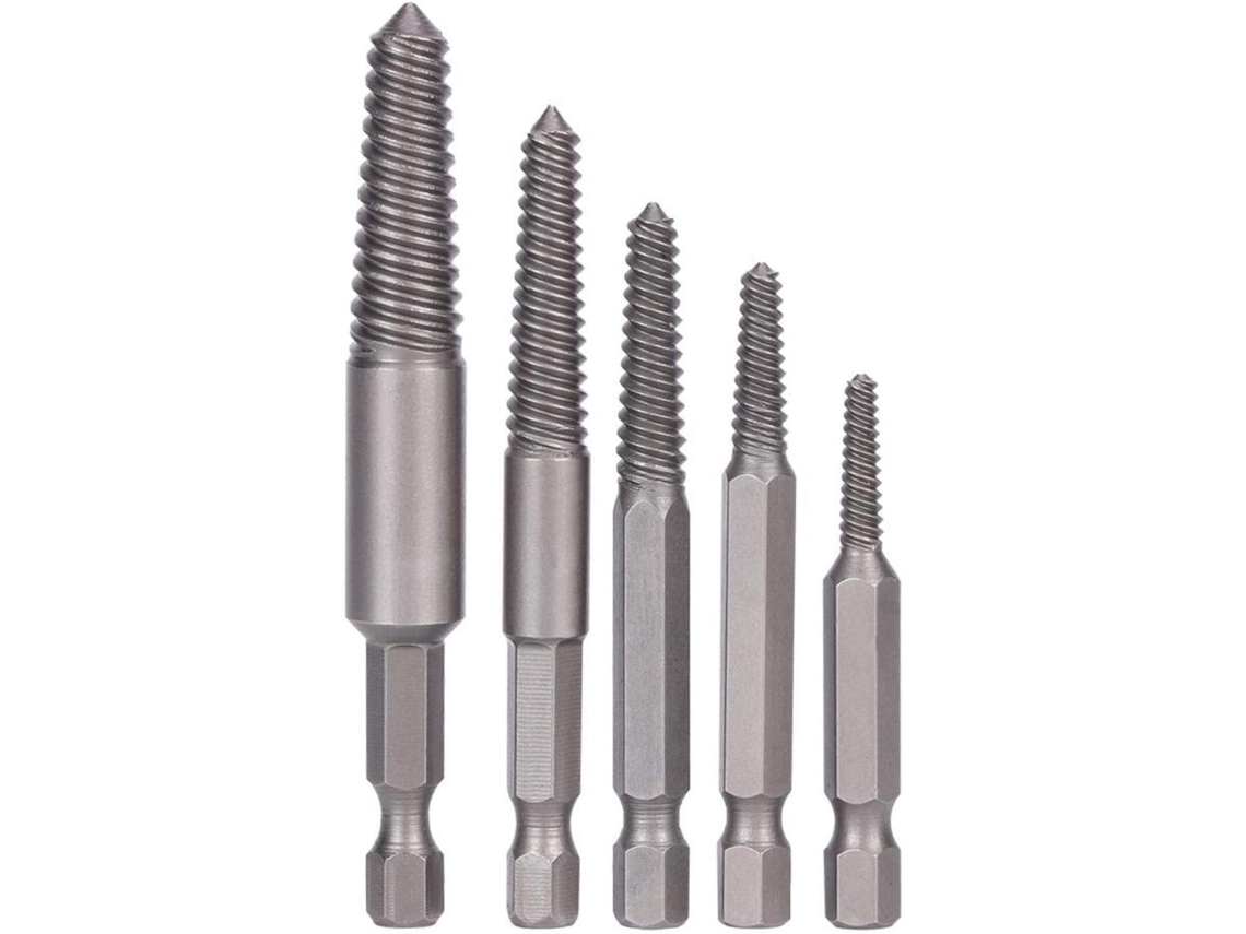 Conjunto De 5 Brocas Para Parafusos, Ferramenta Extratora Parafusos Quebrados, Haste Hexagonal, Remoção Danificados Com Dentes Fi -aquaforge