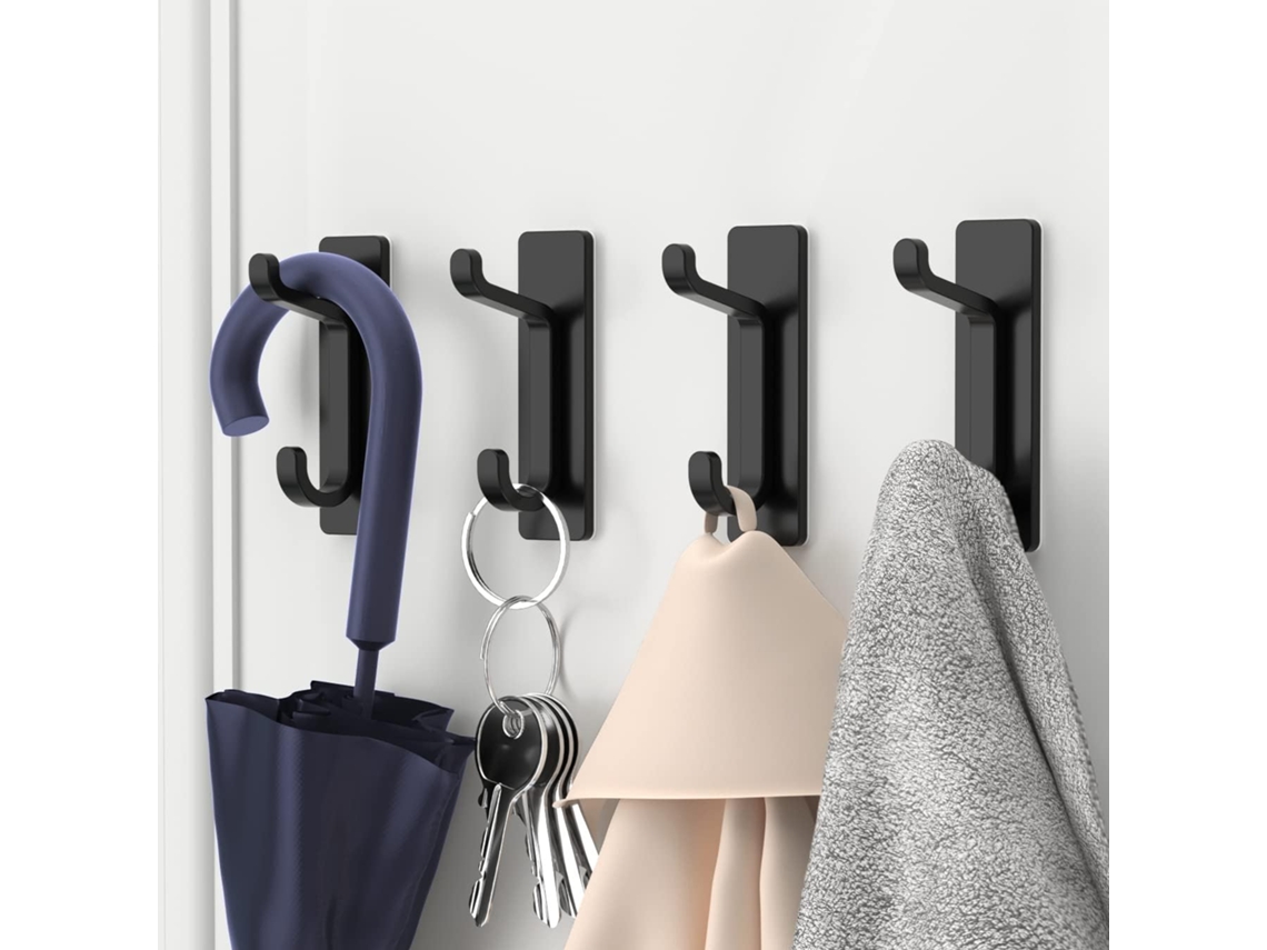 Ganchos Autoadesivos Para Roupas - Sem Necessidade De Furar - Preto - Conjunto De 5 Peças