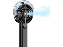 Mini Ventilador MDUG com spray, bateria 4000mah, visor LED (preto)